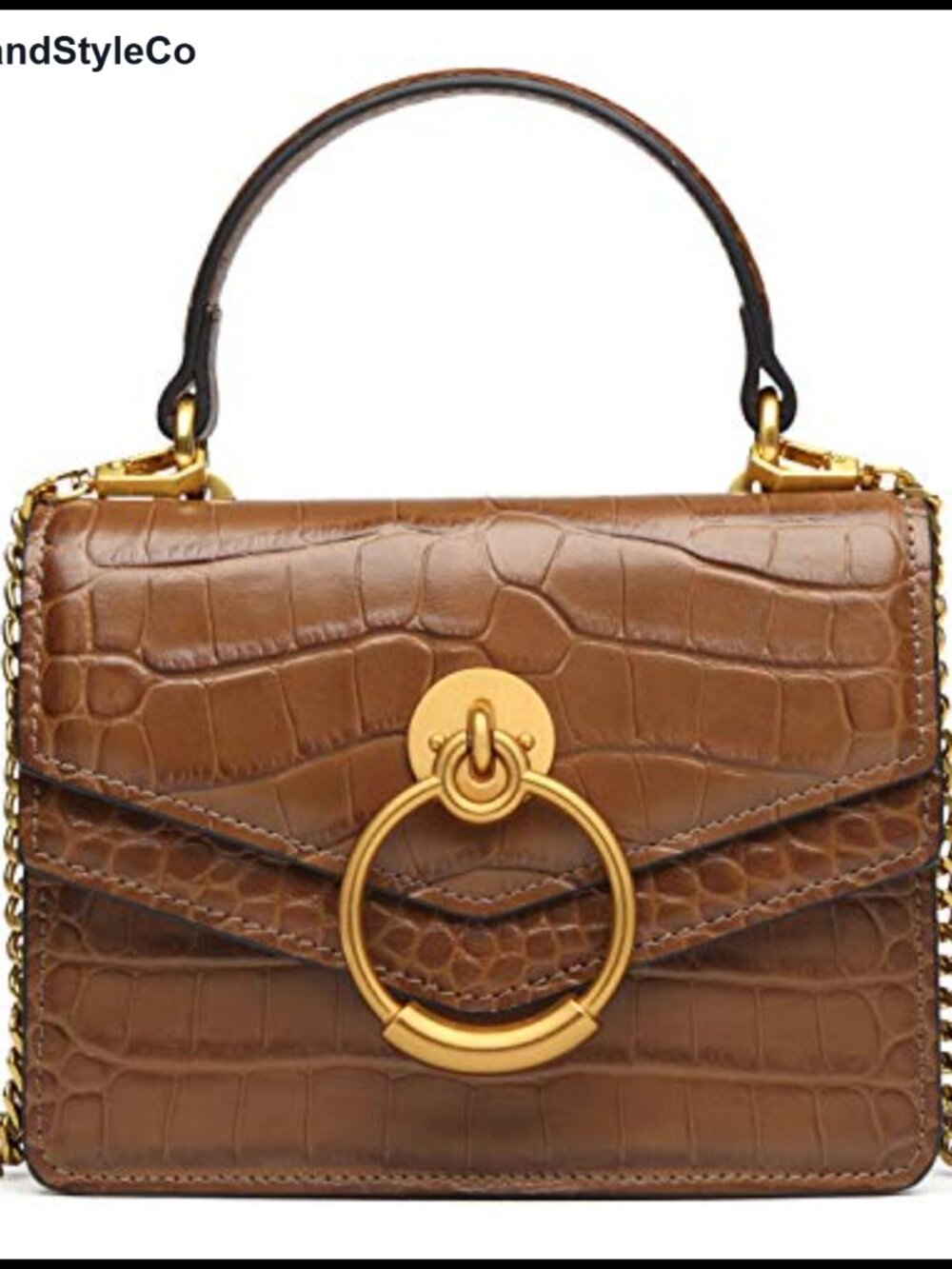 Croc Embossed Vegan Leather Mini Crossbody Top Handle Satchel Evening Bag